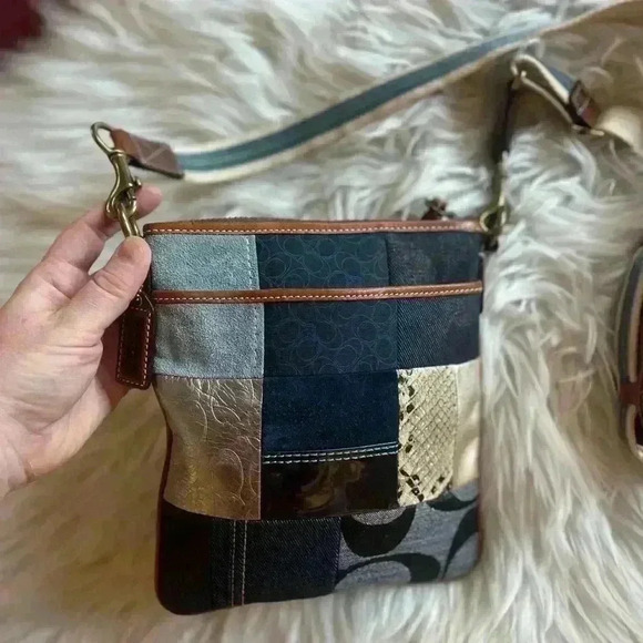 Coach Lynda Denim Patchwork Crossbody Bag B063-10006 - Picture 7 of 15